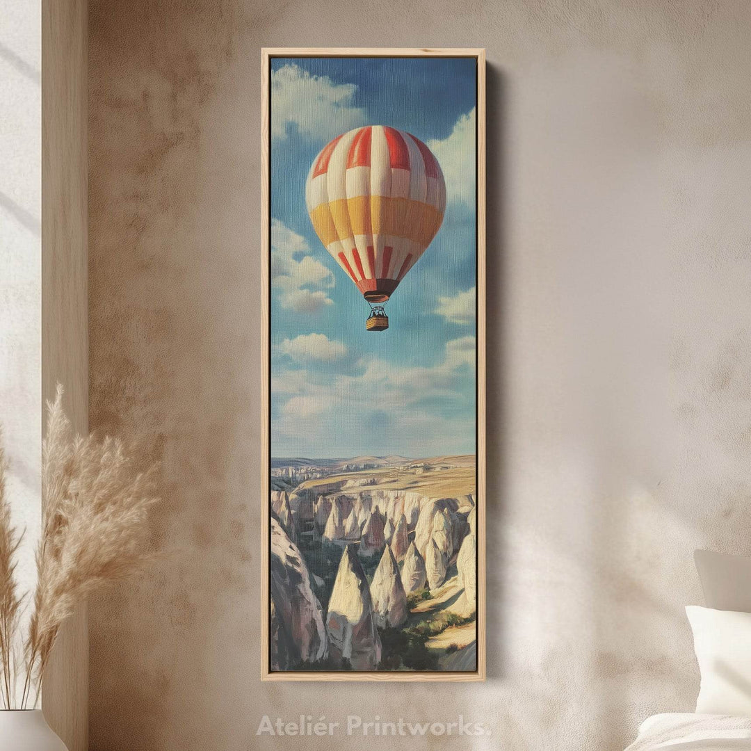 Cappadocia Balloons Long Narrow Vertical Large Canvas Wall Decor - Atelier Printworks