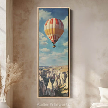 Cappadocia Balloons Long Narrow Vertical Large Canvas Wall Decor - Atelier Printworks