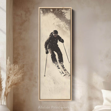 Vintage Ski Long Narrow Vertical Large Canvas Wall Decor - Atelier Printworks