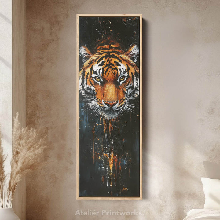 Tiger Long Narrow Vertical Large Canvas Wall Decor - Atelier Printworks