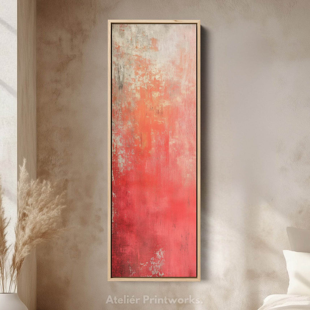 Abstract Red Vertical Tall Wall Art Large Framed Canvas - Atelier Printworks