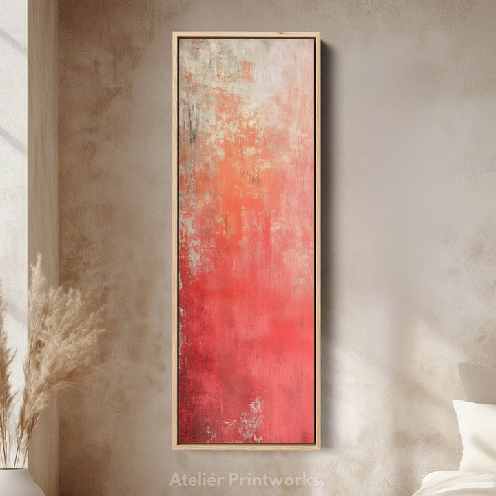 Abstract Red Vertical Tall Wall Art Large Framed Canvas - Atelier Printworks