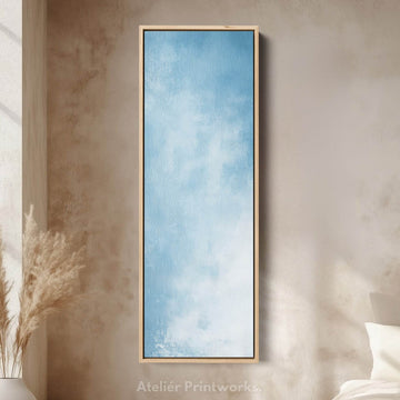Light Blue Abstract Bedroom Decor Vertical Wall Art - Tall Long Narrow Vertical - Atelier Printworks