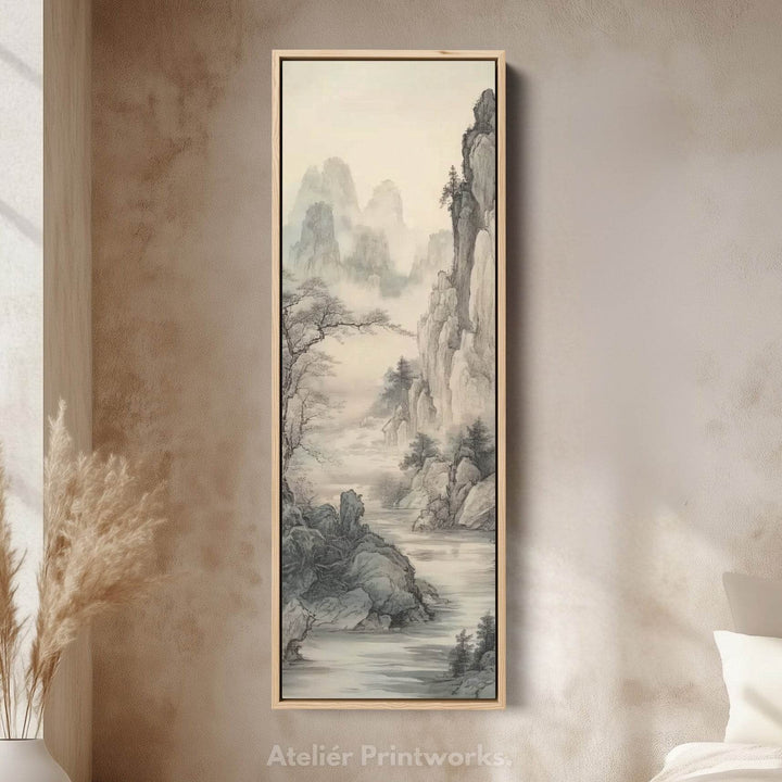 Chinese Landscape Long Narrow Vertical Wall Art Large Canvas Wall Decor - Atelier Printworks