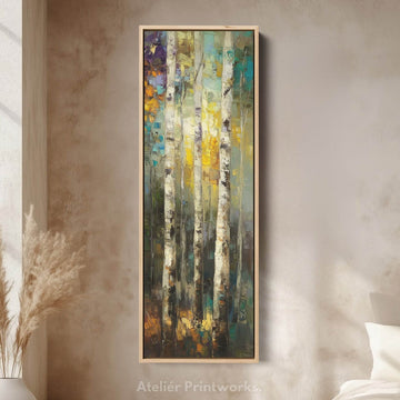 Birch Tree Long Narrow Vertical Wall Art Large Canvas Wall Decor - Atelier Printworks