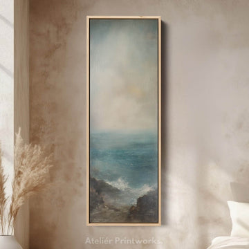 Long Canvas Wall Art Prints for bedroom Vintage Ocean Framed Vertical - Atelier Printworks