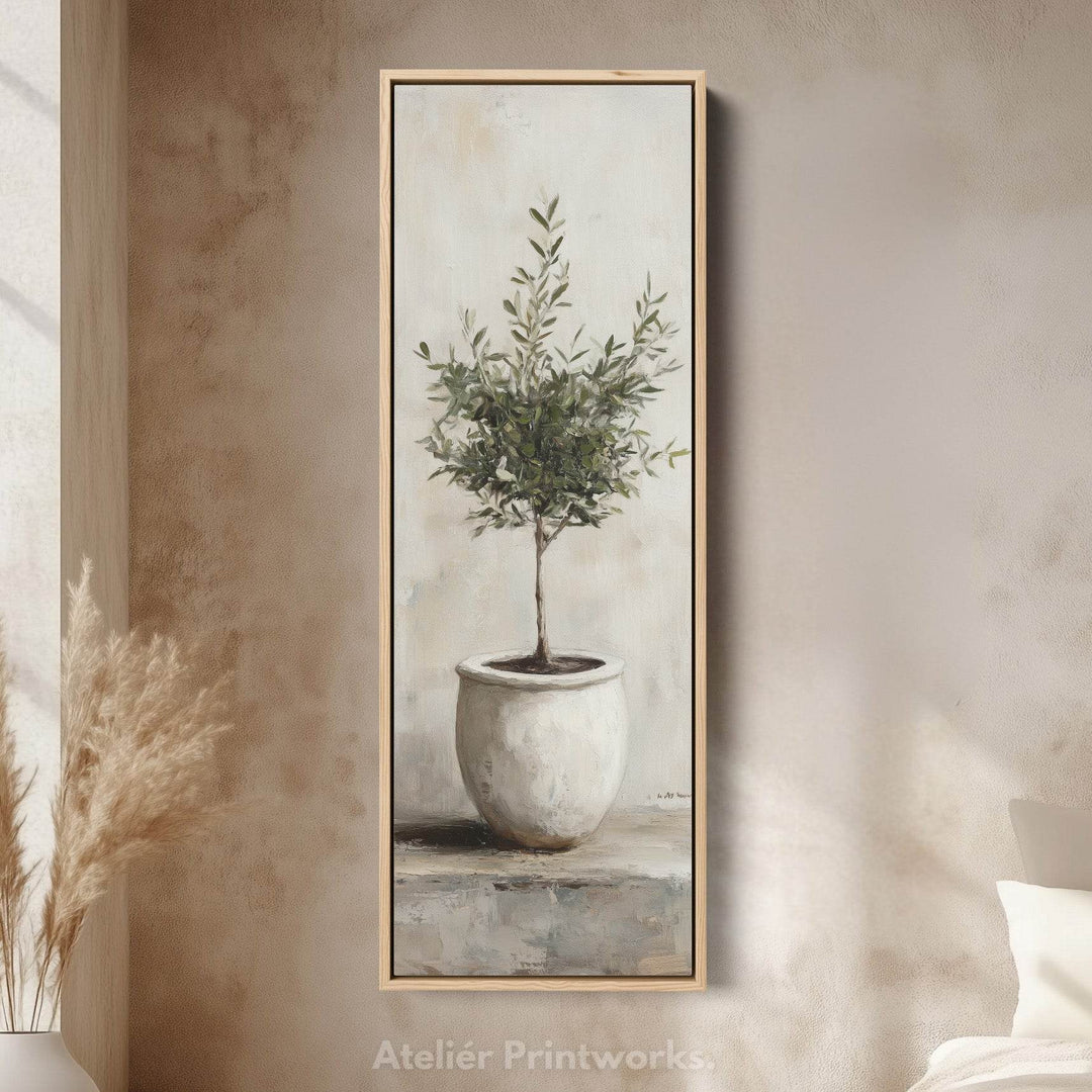 Rustic Olive Tree Long Narrow Vertical Wall Art Canvas - Atelier Printworks