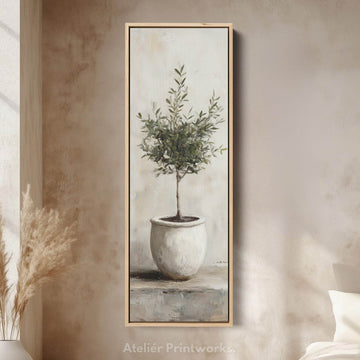 Rustic Olive Tree Long Narrow Vertical Wall Art Canvas - Atelier Printworks