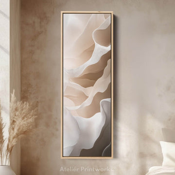 Beige & White Long Narrow Vertical Wall Art Large Canvas Decor - Atelier Printworks