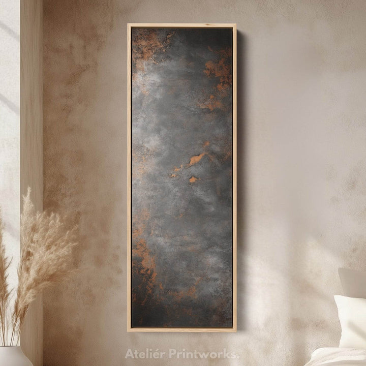 Gray Rustic Abstract Large Canvas Long Narrow Vertical Wall Art Decor - Atelier Printworks
