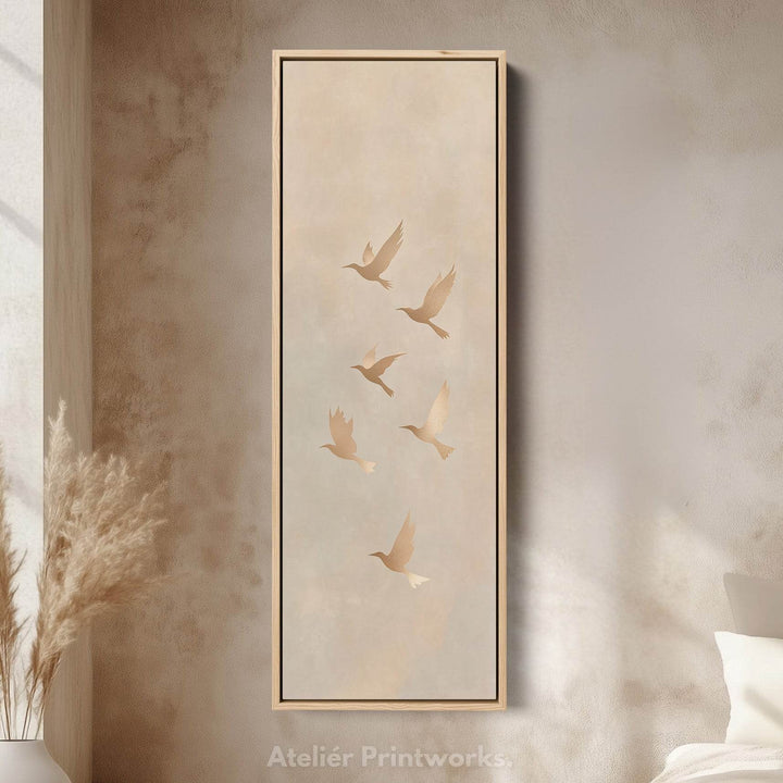 Beige & Gold Neutral Framed Canvas Wall Art For Living Room - Atelier Printworks