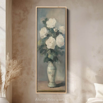 Vintage Roses Neutral Framed Canvas Wall Art For Living Room - Atelier Printworks