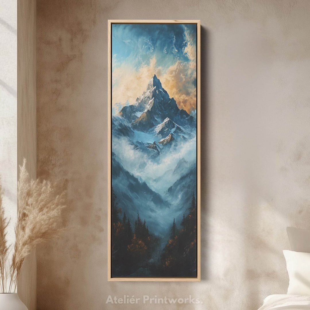 Mountain Landscape Long Narrow Framed Canvas Wall Art For Living Room - Atelier Printworks