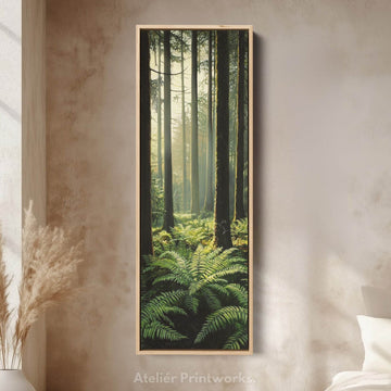 Fern Forest Long Narrow Framed Canvas Wall Art For Living Room - Atelier Printworks