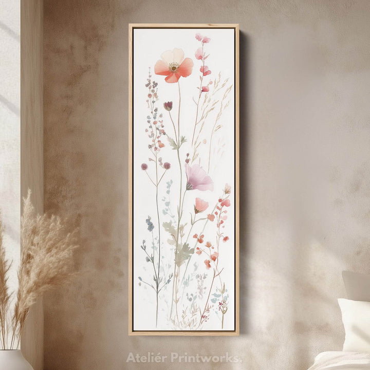 Wild Flower Long Tall Vertical Framed Canvas Wall Art - Atelier Printworks