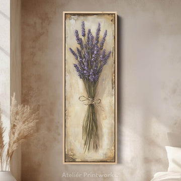 Kitchen Wall Art Long Vertical Framed Canvas Decor Lavender - Atelier Printworks