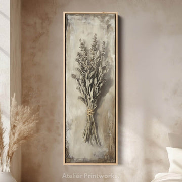 Kitchen Wall Art Long Vertical Framed Canvas Decor Vintage Sage - Atelier Printworks
