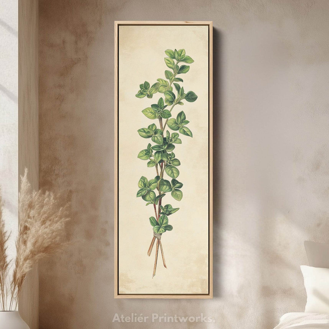 Kitchen Wall Art Marjoram Long Vertical Framed Canvas Decor - Atelier Printworks