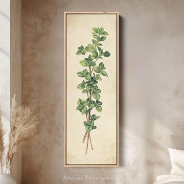 Kitchen Wall Art Marjoram Long Vertical Framed Canvas Decor - Atelier Printworks