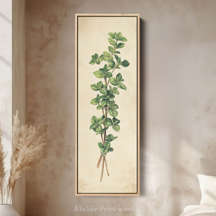 Kitchen Wall Art Marjoram Long Vertical Framed Canvas Decor - Atelier Printworks