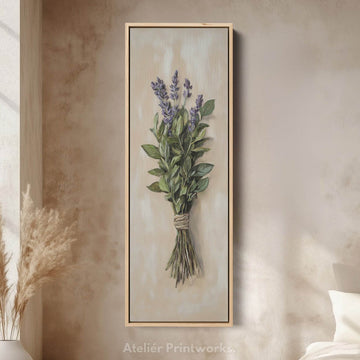 Cottagecore Kitchen Wall Art Long Vertical Framed Canvas Decor - Atelier Printworks