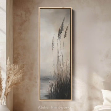 Vintage Reeds Large Framed Vertical Long Canvas Decor - Atelier Printworks