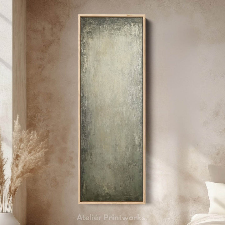 Abstract Rustic Green Long Living Room Framed Canvas Wall Decor - Atelier Printworks
