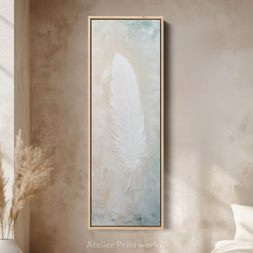 Hall Way Feather Large Vertical Long Skinny Wall Art - Atelier Printworks