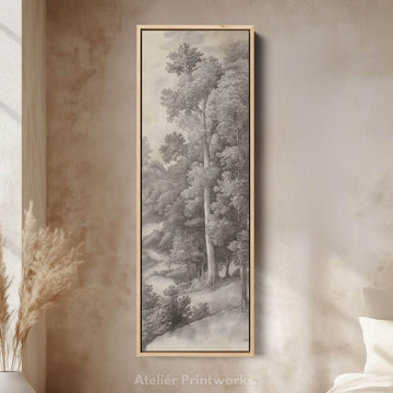 Hall Way Vintage Tree Large Vertical Long Skinny Wall Art - Atelier Printworks
