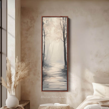 Forest Path Watercolour Tall Narrow Vertical Artwork - Atelier Printworks