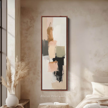 Minimalist Neutral Beige Abstract Vertical Wall Decor - Atelier Printworks