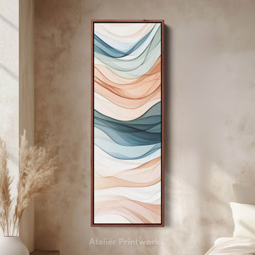 Long Narrow Vertical Wall Art Neutral Wave - Atelier Printworks