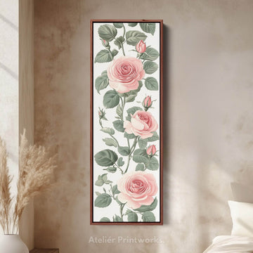 Vintage Pink Floral Tall Skinny Wall Art - Atelier Printworks