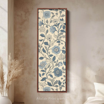 Vintage Blue & Cream Vertical Wall Decor - Atelier Printworks