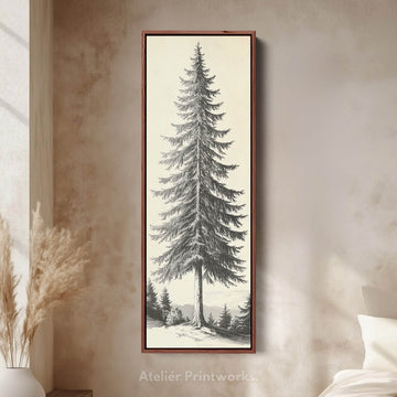 Vintage Pine Tree Vertical Wall Decor - Atelier Printworks