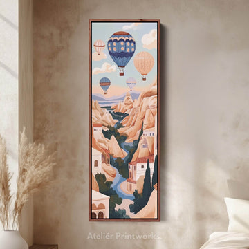 Cappadocia Balloons Vertical Framed Canvas Wall Decor - Atelier Printworks