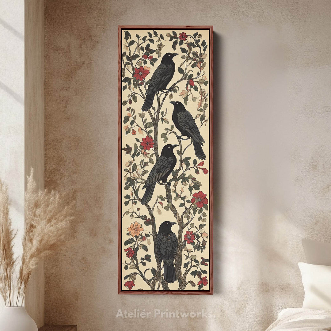 Black Ravens Vertical Long Wall Decor - Atelier Printworks