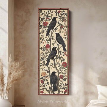 Black Ravens Vertical Long Wall Decor - Atelier Printworks