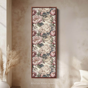 Cottagecore Peony Floral Long Vertical Wall Decor - Atelier Printworks