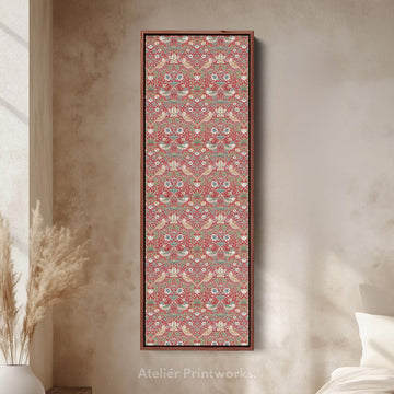 William Morris Strawberry Thief Red Vertical Long Wall Art - Atelier Printworks