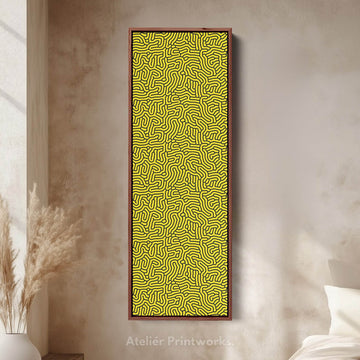 Yellow & Black Organic Pattern Long Vertical Wall Art - Atelier Printworks