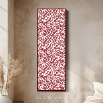 Vertical Long Wall Art Red & White Pattern - Atelier Printworks