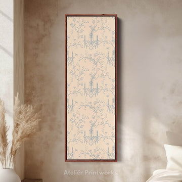 Vintage Blue & Beige Secret Garden Narrow Wall Art - Atelier Printworks
