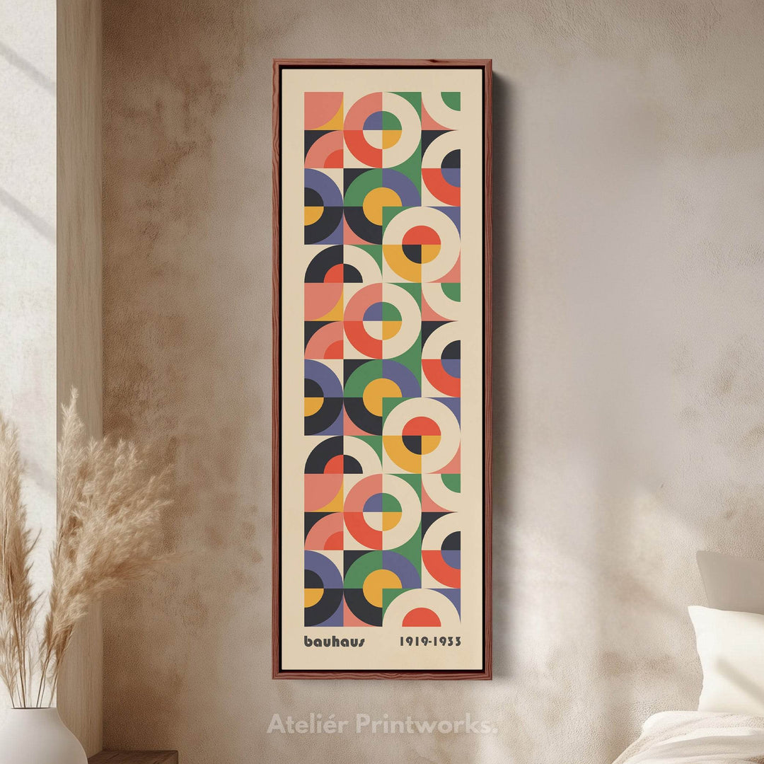 Bauhaus Mid Century Geometric Long Vertical Wall Art - Atelier Printworks