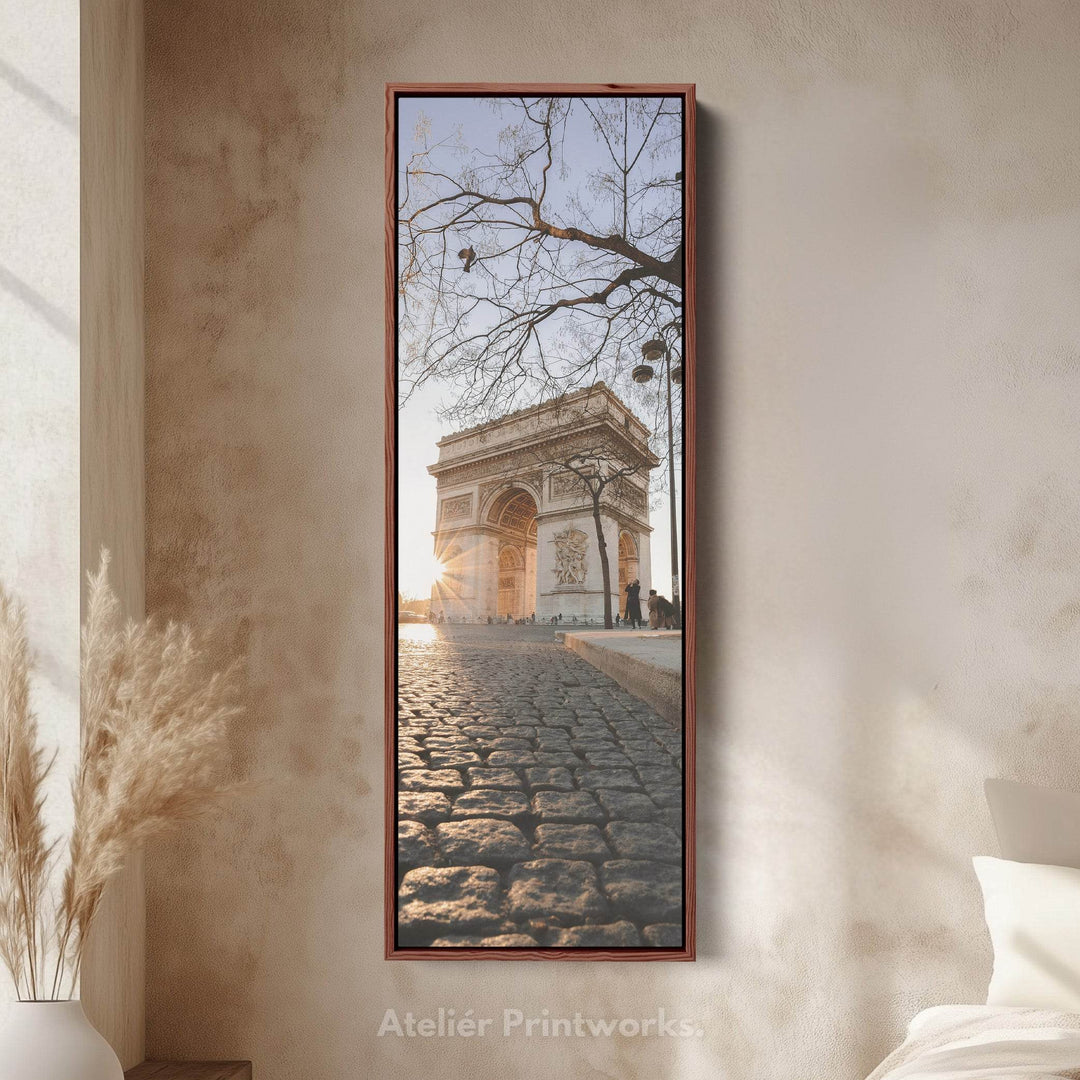 Paris Arc De Triomphe Vertical Long Framed Canvas - Atelier Printworks