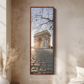 Paris Arc De Triomphe Vertical Long Framed Canvas - Atelier Printworks