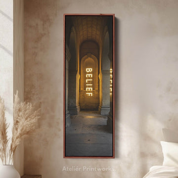 Long Vertical Wall Decor - Belief Framed Canvas - Atelier Printworks