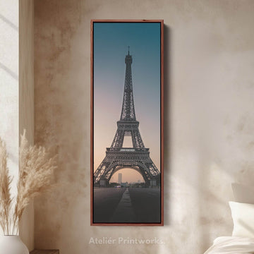 Paris Eiffel Tower Large Framed Canvas Vertical Wall Art - Atelier Printworks