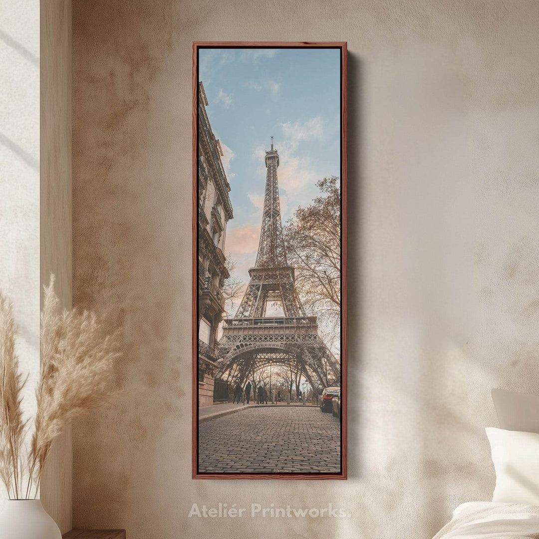 Large Framed Canvas Vertical Wall Art Eiffel Tower - Atelier Printworks