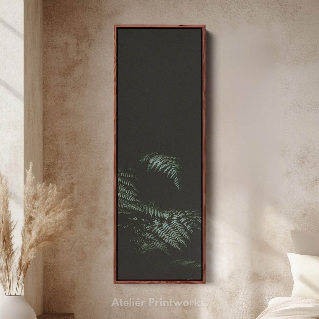 Large Framed Canvas Vertical Wall Art Dark Fern - Atelier Printworks